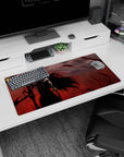 Final form 32x16 mouse pad featuring Ichigo’s black tendrils, red energy, and a gaze of destruction for an intense and powerful desk atmosphere