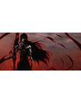 Ichigo's final transformation 36x16 desk pad with black tendrils, red energy, and a powerful gaze of destruction, ideal for Bleach fans who love intense battles