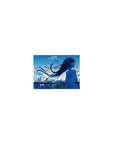 Classic anime girl mouse pad 14x10 inches with skyline sunset, railing silhouette, drifting petals.
