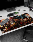 40x20 inches anime desk pad showing soldiers rushing with rifles as a towering icy blue armored figure looms.