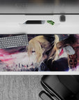 36x16 inches anime desk pad in smoky purples, charcoal grays, and soft ash tones for a cozy, dramatic vibe.