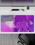 32x16 inches anime girl mouse pad in pink-to-violet gradient, dreamy late-night romance mood.