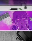 Moody pink-to-violet gradient anime desk pad 40x20 inches, cotton-candy fog tones for a cozy setup.