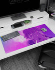 36x16 inches anime girl desk pad featuring a glowing moon and her gentle stare in cotton-candy fog.