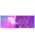 32x12 inches anime girl desk mouse pad with moonlit purple sky, crisp line art, and wrist rest.