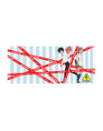 28x12 inches anime mouse pad with sky-blue stripes and bold red RAILGUN!! tape, school duo in motion.