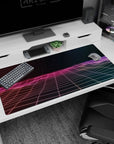 Minimalistic design on 40x20 desk mat perfect for adding dreamy synthwave energy to your setup or decor