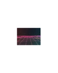 Classic Synthwave Dreamscape Desk Mat 14x10 featuring neon grid for compact yet vibrant setups