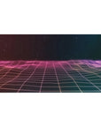 Synthwave Dreamscape Desk Mat 40x20 featuring neon grid and starry sky for bold retro-futuristic style