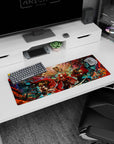32x12 inches anime girl mouse pad showing three red-robed warriors beneath a looming skull throne.