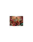14x10 inches classic anime girl mouse pad with three crimson-cloaked heroines under a skull throne.