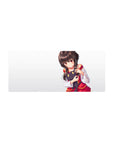 Cozy anime girl mouse pad 28x12 inches with clean white space and cute plush accent.