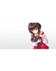 Anime girl desk pad 36x16 inches with clean white space and playful manga-style artwork.