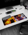 32x12 inches Naruto Uzumaki vs Sasuke Uchiha mouse pad, chakra orb vs lightning clash scene.