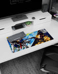 28x12 inches anime mouse pad showing Wing Gundam and Epyon dueling in orbit with jets flaring and blades drawn.