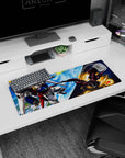 32x12 inches anime mouse pad showing Wing Gundam and Epyon clashing in orbit, jets flaring and blades ready.
