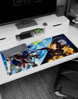 36x16 inches desk pad showing Wing Gundam and Epyon dueling in orbit, jets flaring and blades drawn.
