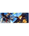 32x12 inches anime mouse pad with Gundam Wing space battle art, Wing Gundam vs Epyon above Earth.