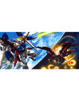 36x16 inches anime desk pad with Gundam Wing space battle art, Wing Gundam vs Epyon over Earth.