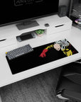 32x12 inches One Punch Man mouse pad showing Saitama rocketing forward, cape snapping, fist in focus.