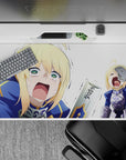 40x20 inches desk pad with a hero in full armor, showcasing their hilarious panic and cute tears in a comedic and dramatic design.