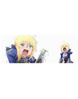 Compact 32x12 inches mouse pad with a panicked hero in full armor, showcasing their comedic tears and adorable meltdown.