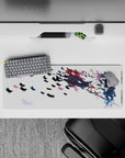 32x12 inches anime desk mat in dreamy white with soft butterflies and pink-blue accents, calm power vibe.