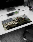 32x16 inches anime girl mouse pad featuring two orange-haired rifle girls posing atop a tank.