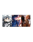 Anime girl mouse pad 28x12 inches with three Tanya scenes, smooth tracking desk mat for gaming and work.