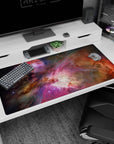 Starlit nebula scene desk pad 40x20 inches featuring a bright core amid cloudy cosmic clouds.