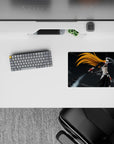 14x10 inches mouse pad with Hollow Ichigo, orange hair, bone mask, and black sword for a striking, raw design.