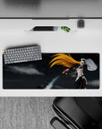 32x12 inches mouse pad featuring Hollow Ichigo, orange hair, bone mask, and black sword for chaotic power in your setup.
