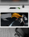 32x16 inches mouse pad with Hollow Ichigo, featuring orange hair, bone mask, and a black sword for a dynamic, intense design.