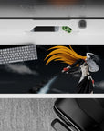 36x16 inches mouse pad showcasing Hollow Ichigo, bone-white mask, orange hair, and black sword for a striking, powerful look.