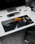 Modern 32x16 inches mouse pad showcasing Hollow Ichigo with orange hair, bone mask, and a massive black sword for power.
