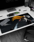 Large 40x20 inches mouse pad featuring Hollow Ichigo in menacing form, with orange hair, bone mask, and powerful black sword.