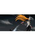 Mouse pad featuring Hollow Ichigo, 36x16 inches, with orange hair, bone-white mask, and black sword for chaotic energy.