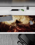 36x16 inches mouse pad with lone warrior design, blending a blood-red eclipse and jagged ruins for a dark and dramatic battlefield effect.