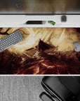 40x20 inches mouse pad with lone warrior design, showcasing a blood-red eclipse and a battlefield of jagged ruins for a dark, dramatic atmosphere.