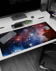 Endless starry sky scene desk pad 40x20 inches with tiny bright specks like wishes across space.