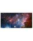 Galaxy starfield desk mouse pad 32x16 inches with dreamy speckled space design for smooth tracking.