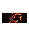 Tanjiro Demon Slayer anime mouse pad, 28x12 inches, featuring fiery artwork with Tanjiro's red eyes and haori, bold design.