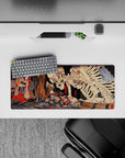 Compact 28x12 desk mat highlights legendary battle and mythological tension for immersive storytelling vibes