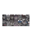 28x12 inches anime girl mouse pad with masked beauties, glowing eyes, and bold manga comic panels.