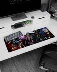 Anime mouse pad featuring Ainz Ooal Gown and Guardians of Nazarick, 32x12 inches, showcasing vibrant blues and reds.