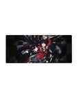 Kakegurui-inspired anime girl mouse pad 28x12 inches with poker chips, cards, and dark checkered backdrop.
