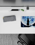 14x10 inches mouse pad with a lone Soul Reaper against a blue moon, drifting butterflies, and clouds for a stunning, quiet design.