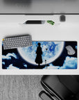 32x12 inches mouse pad featuring a lone Soul Reaper silhouette, blue moon, clouds, and butterflies for a stunning, quiet tribute.