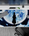 40x20 inches mouse pad with a lone Soul Reaper against a blue moon, surrounded by clouds and drifting butterflies for quiet beauty.
