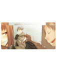 32x16 inches anime mouse pad with silver-haired guy and fox-eared girl in cozy winter panels.